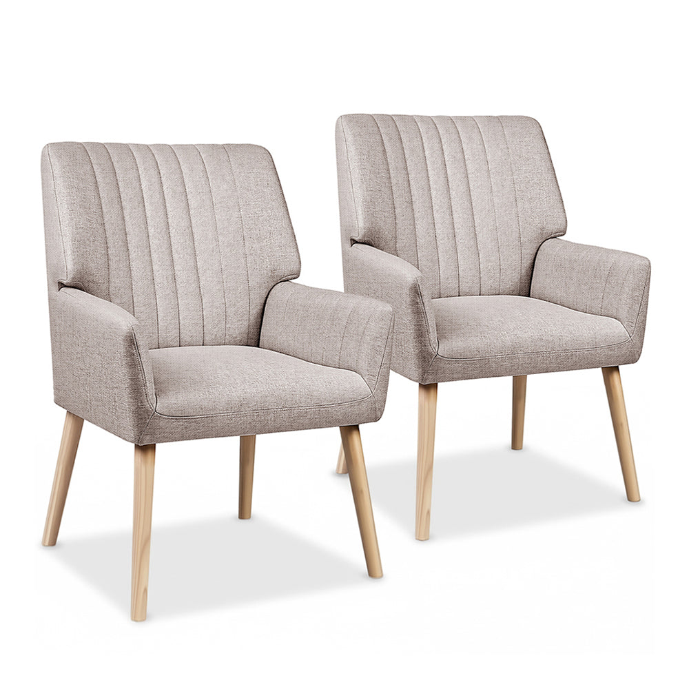 Set of 2 Meertha Armchair Faux Fabric - Beige