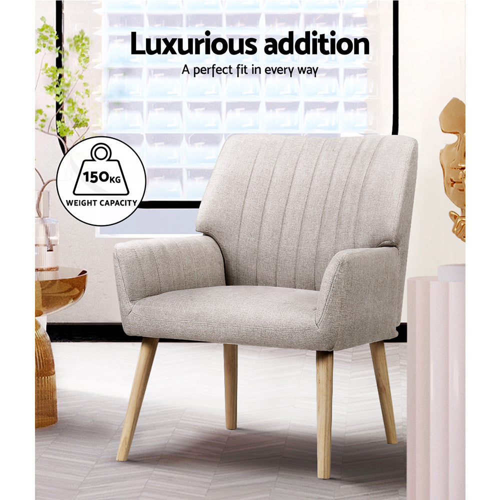 Set of 2 Meertha Armchair Faux Fabric - Beige