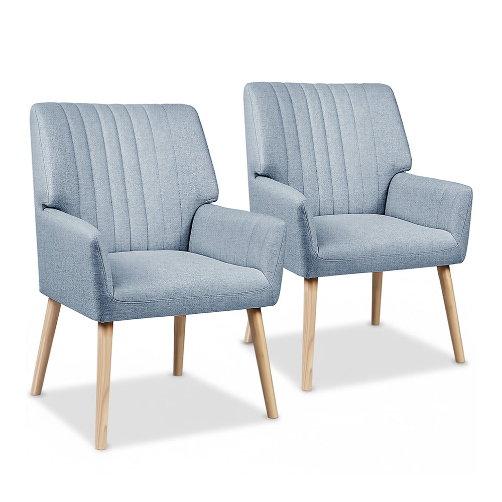 Set of 2 Meertha Armchair Fabric - Blue