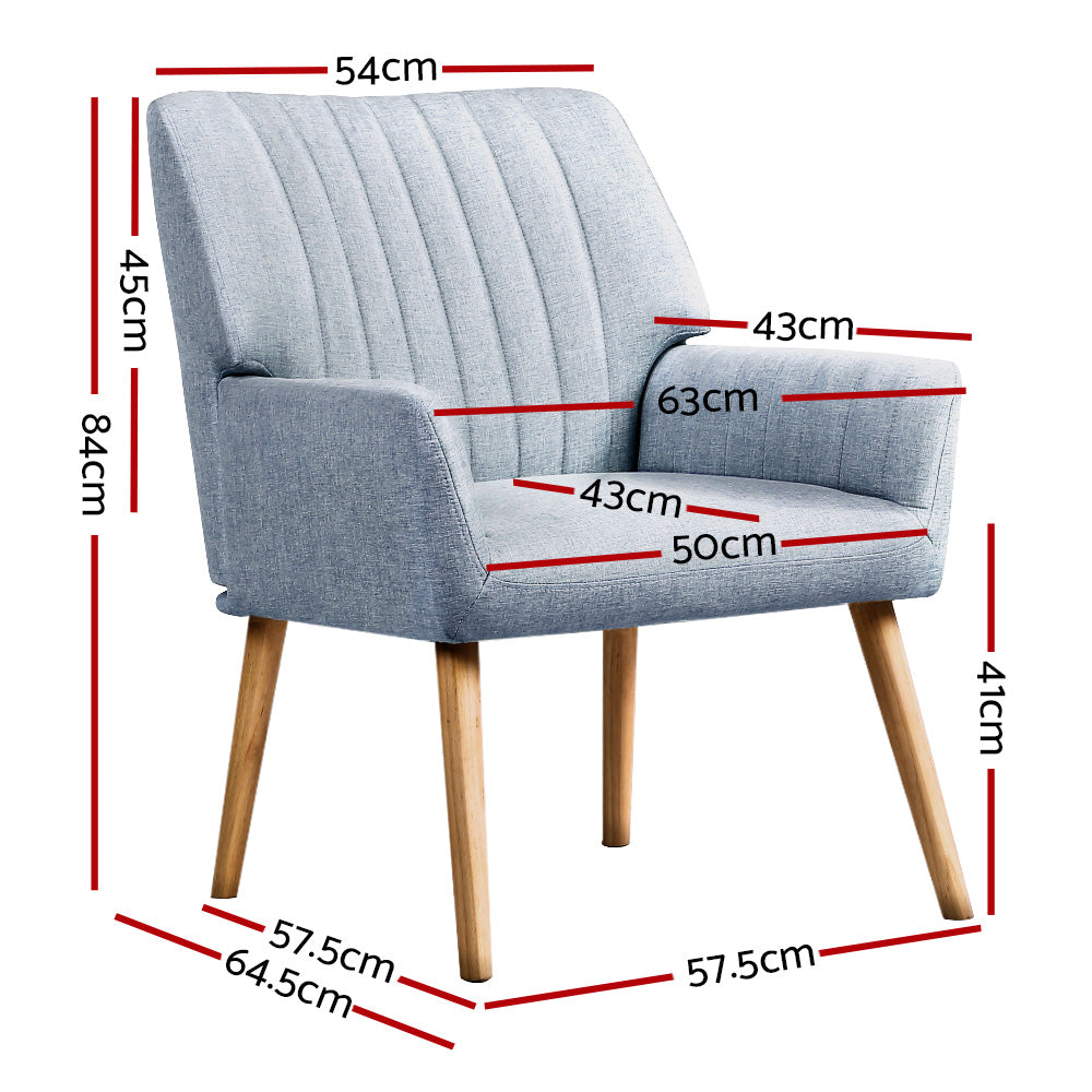 Set of 2 Meertha Armchair Fabric - Blue