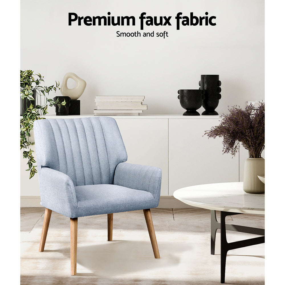 Set of 2 Meertha Armchair Fabric - Blue