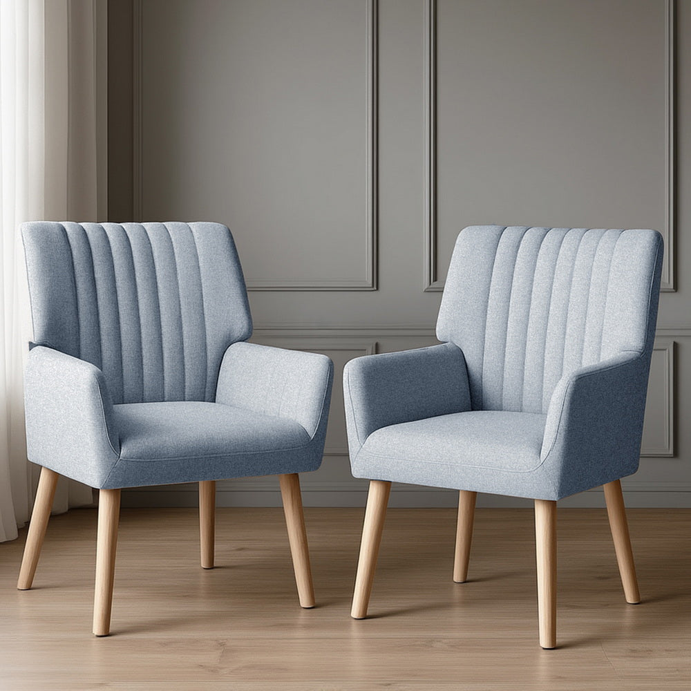 Set of 2 Meertha Armchair Fabric - Blue
