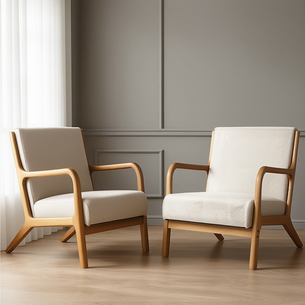 Set of 2 Myla Armchair Faux Fabric - Beige