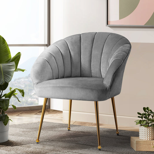 Michelle Accent Velvet Lounge Armchair - Grey
