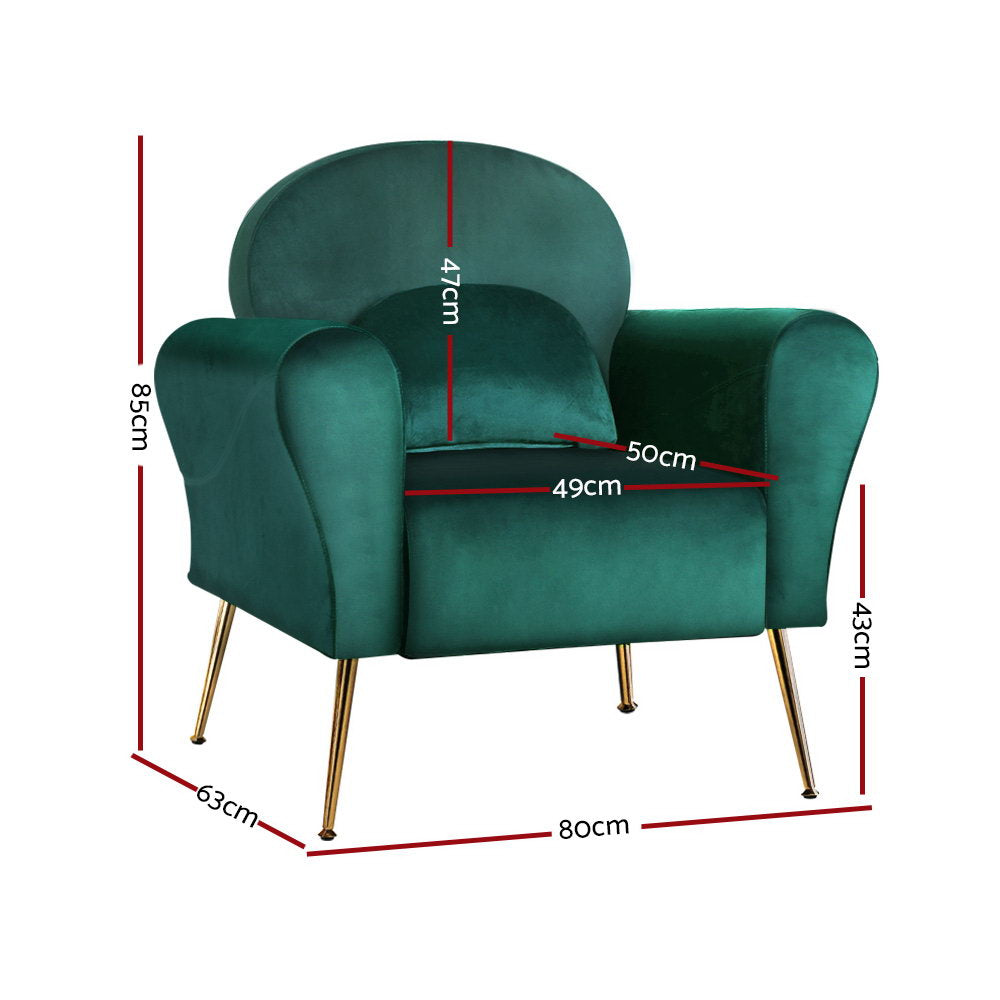 Maryjane Accent Velvet Cushion Lounge Armchair - Green