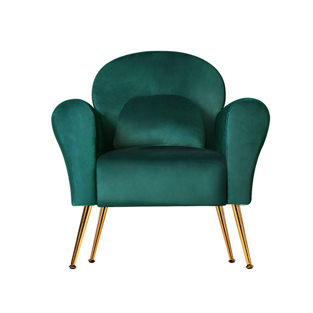 Maryjane Accent Velvet Cushion Lounge Armchair - Green