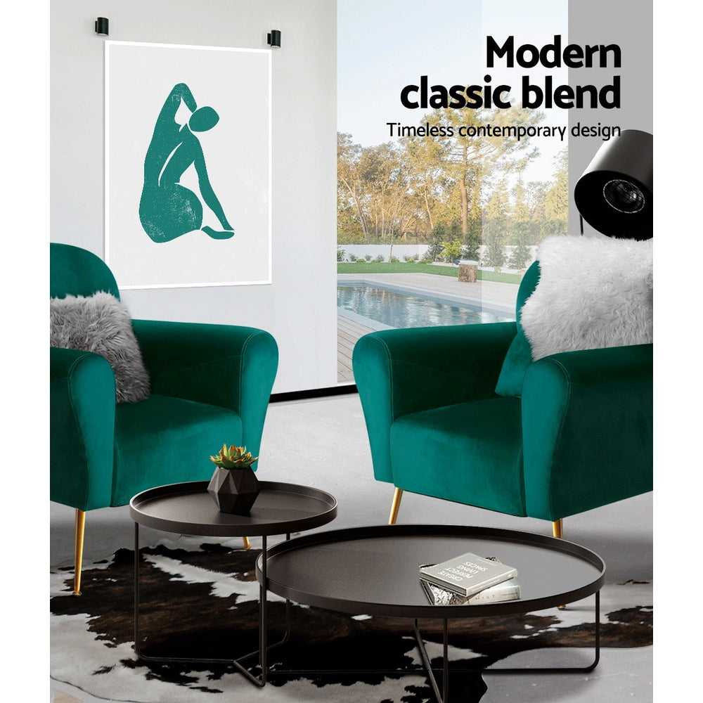 Maryjane Accent Velvet Cushion Lounge Armchair - Green