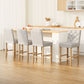 Set of 4 Khiva Bar Stools Linen Upholstered Chairs - Beige