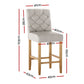 Set of 4 Khiva Bar Stools Linen Upholstered Chairs - Beige