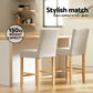 Set of 4 Khiva Bar Stools Linen Upholstered Chairs - Beige