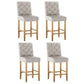 Set of 4 Khiva Bar Stools Linen Upholstered Chairs - Beige