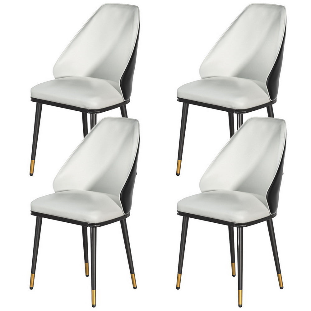 Lottie Set of 4 Dining Chairs Leather Seat - White