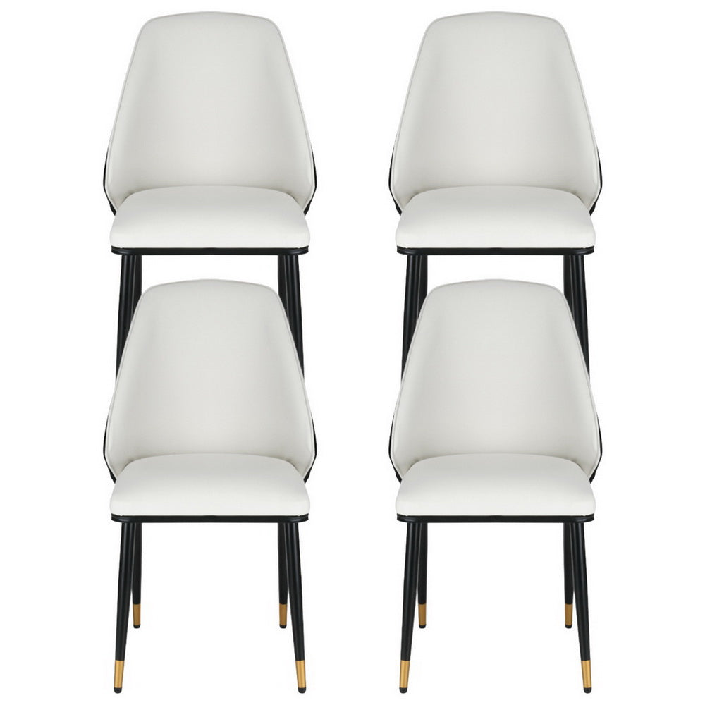 Lottie Set of 4 Dining Chairs Leather Seat - White
