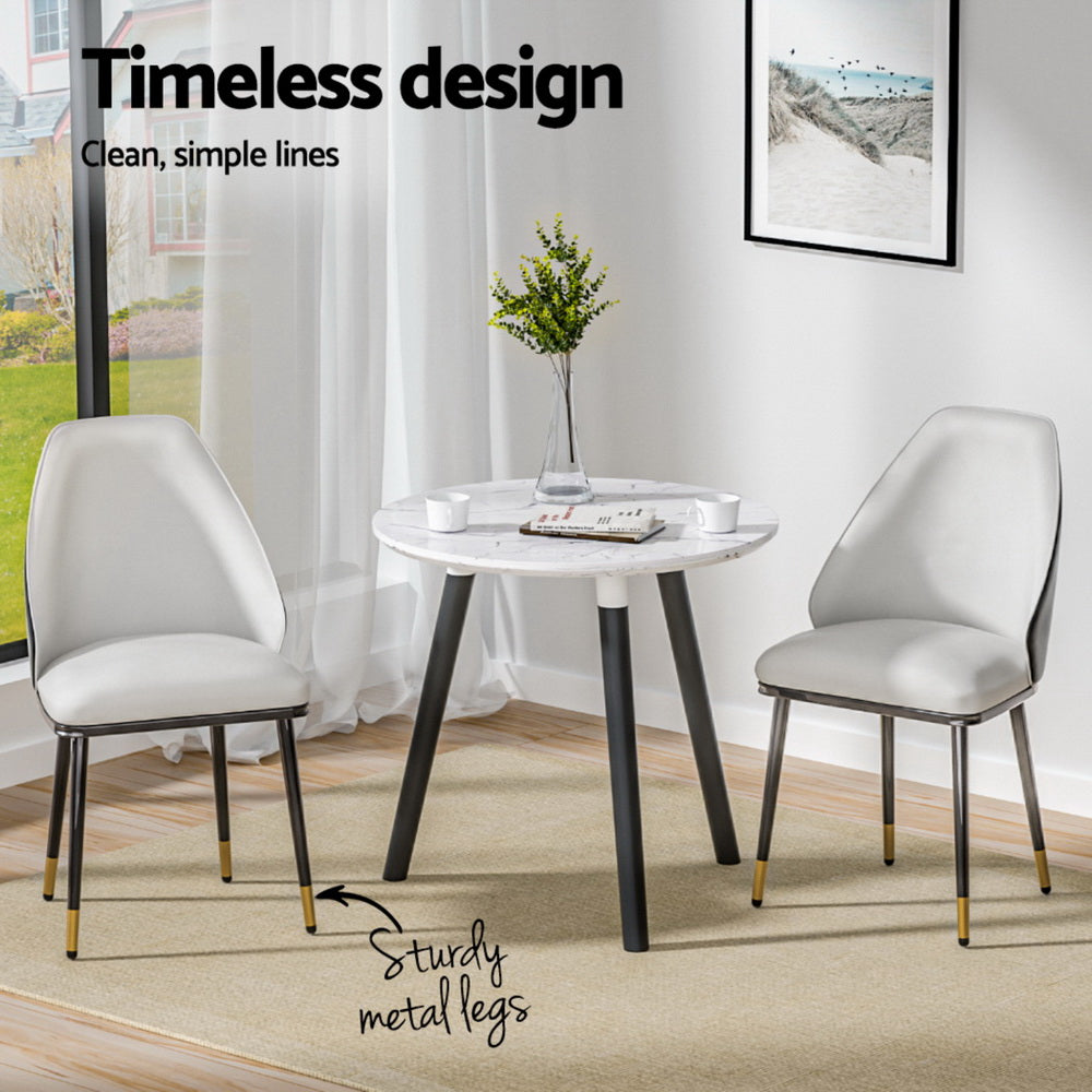 Lottie Set of 4 Dining Chairs Leather Seat - White