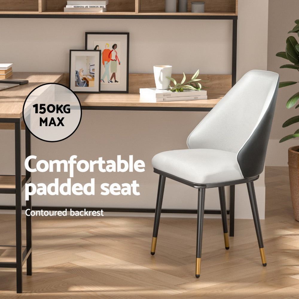 Lottie Set of 4 Dining Chairs Leather Seat - White