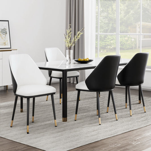 Lottie Set of 4 Dining Chairs Leather Seat - White