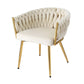 Elodie Dining Chair Velvet Weaving Armchair - Beige