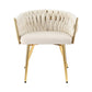 Elodie Dining Chair Velvet Weaving Armchair - Beige