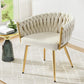 Elodie Dining Chair Velvet Weaving Armchair - Beige