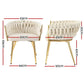 Elodie Set of 2 Dining Chair Velvet Weaving Armchair - Beige