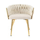 Elodie Set of 2 Dining Chair Velvet Weaving Armchair - Beige
