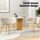Elodie Set of 2 Dining Chair Velvet Weaving Armchair - Beige