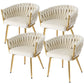 Elodie Set of 4 Dining Chair Velvet Weaving Armchair - Beige