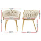Elodie Set of 4 Dining Chair Velvet Weaving Armchair - Beige