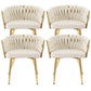 Elodie Set of 4 Dining Chair Velvet Weaving Armchair - Beige
