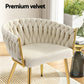 Elodie Set of 4 Dining Chair Velvet Weaving Armchair - Beige