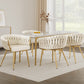 Elodie Set of 4 Dining Chair Velvet Weaving Armchair - Beige