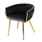 Elodie Dining Chair Velvet Weaving Armchair - Black