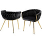 Elodie Set of 2 Dining Chair Velvet Weaving Armchair - Black