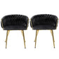 Elodie Set of 2 Dining Chair Velvet Weaving Armchair - Black