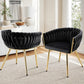 Elodie Set of 2 Dining Chair Velvet Weaving Armchair - Black
