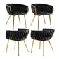 Elodie Set of 4 Dining Chair Velvet Weaving Armchair - Black