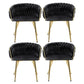 Elodie Set of 4 Dining Chair Velvet Weaving Armchair - Black
