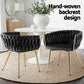 Elodie Set of 4 Dining Chair Velvet Weaving Armchair - Black