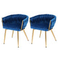 Elodie Set of 2 Dining Chair Velvet Weaving Armchair - Blue