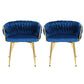 Elodie Set of 2 Dining Chair Velvet Weaving Armchair - Blue