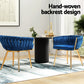 Elodie Set of 2 Dining Chair Velvet Weaving Armchair - Blue