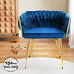 Elodie Set of 2 Dining Chair Velvet Weaving Armchair - Blue