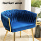 Elodie Set of 2 Dining Chair Velvet Weaving Armchair - Blue