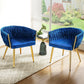 Elodie Set of 2 Dining Chair Velvet Weaving Armchair - Blue