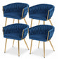 Elodie Set of 4 Dining Chair Velvet Weaving Armchair - Blue