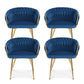 Elodie Set of 4 Dining Chair Velvet Weaving Armchair - Blue