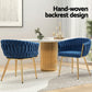 Elodie Set of 4 Dining Chair Velvet Weaving Armchair - Blue