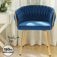 Elodie Set of 4 Dining Chair Velvet Weaving Armchair - Blue