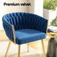 Elodie Set of 4 Dining Chair Velvet Weaving Armchair - Blue
