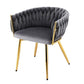 Elodie Dining Chair Velvet Weaving Armchair - Grey